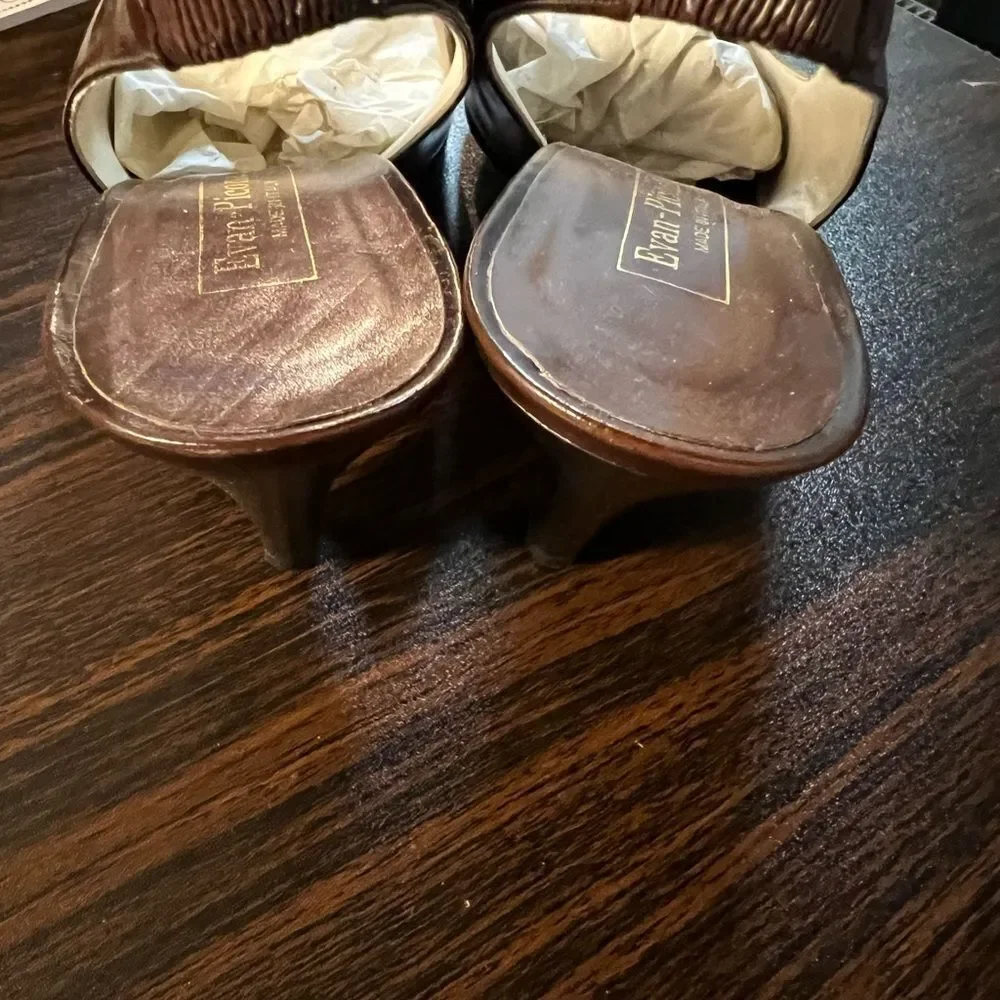 Evan Picone Brown Peep-Toe Heels